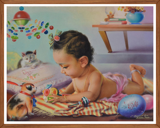 Baby playing with toys